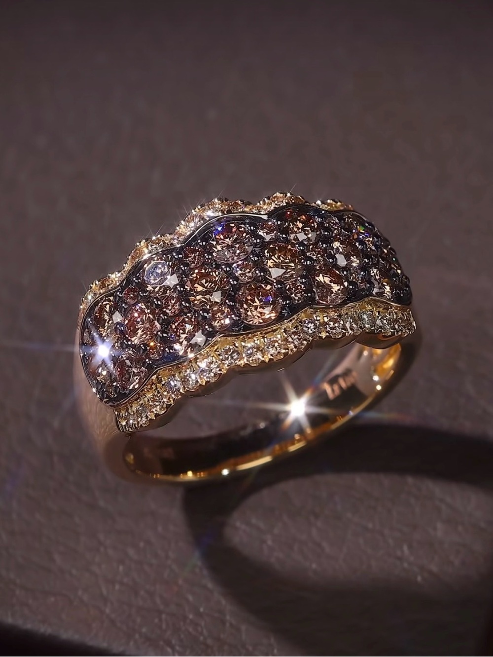 Le Vian Yellow Gold chocolate Diamond Multi-Row Band size 9
